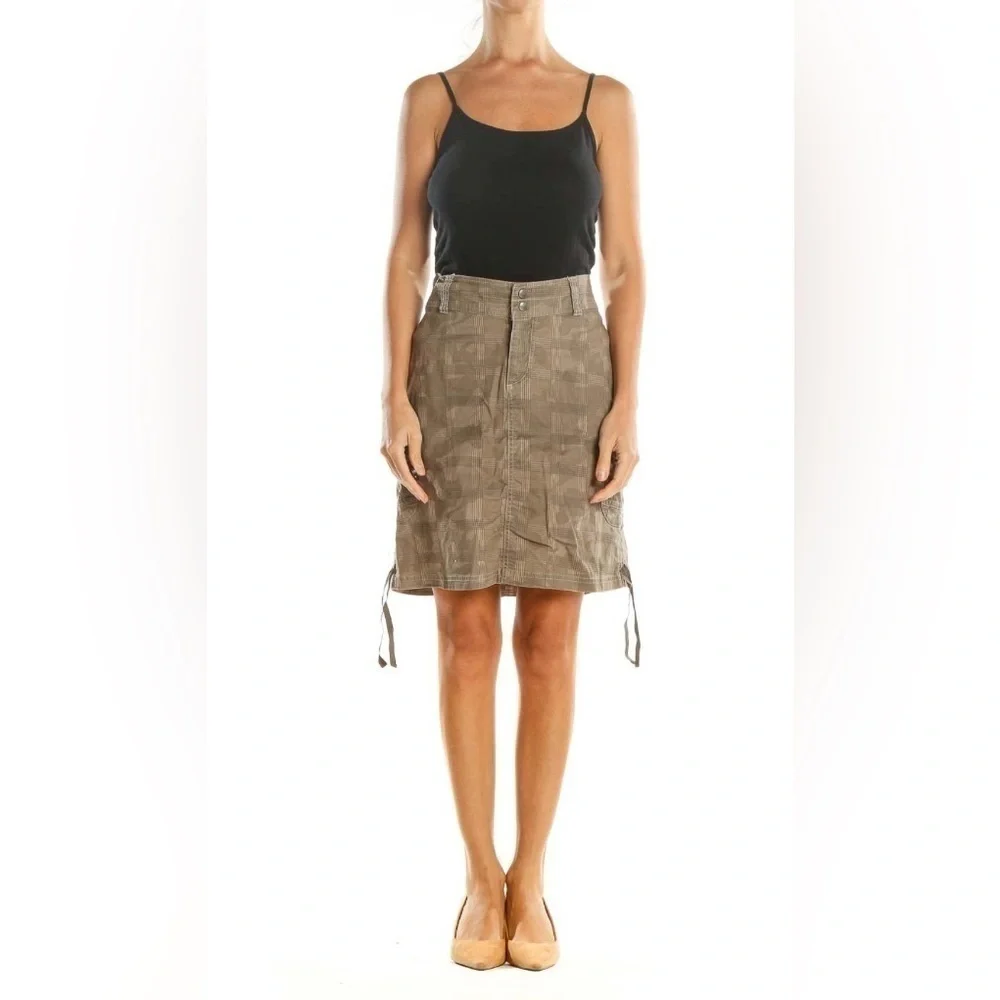 Kuhl Brown Camoflauge Checkered All Day Wear A-Line Skirt